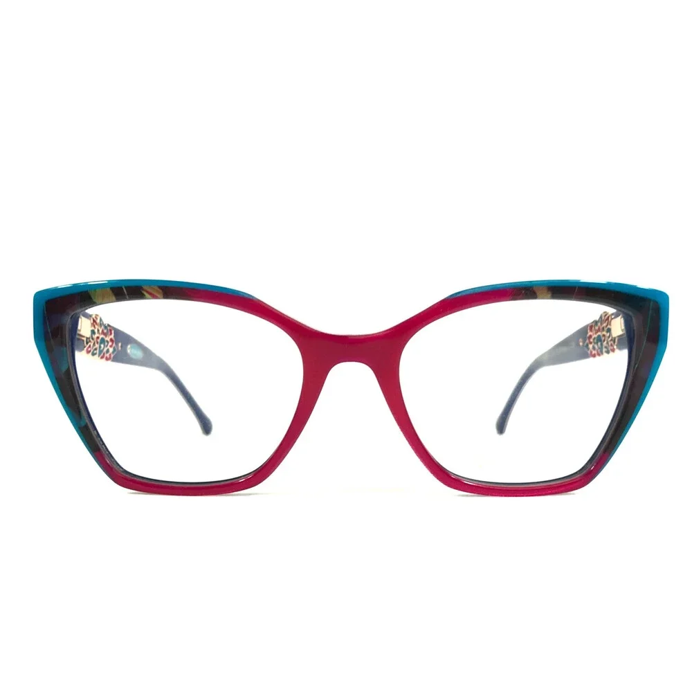 CCS by Coco Song Eyeglasses Frames PINK HORSE Col. 3 Blue Red Cat Eye 52-19-145